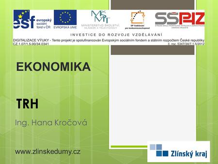 EKONOMIKA TRH Ing. Hana Kročová www.zlinskedumy.cz.