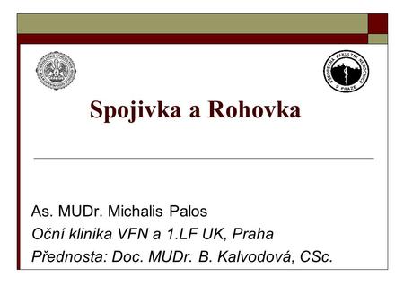 Spojivka a Rohovka As. MUDr. Michalis Palos