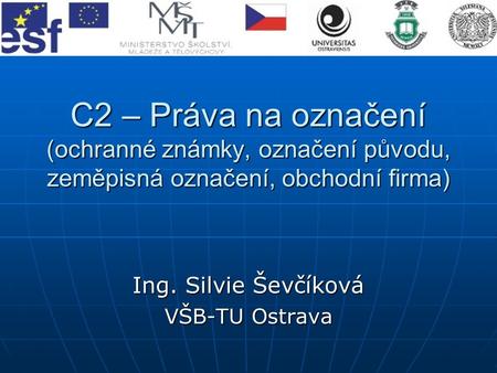 Ing. Silvie Ševčíková VŠB-TU Ostrava