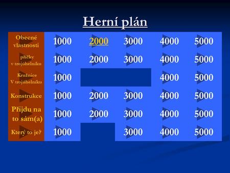 Herní plán Obecné vlastnosti 1000 2000 3000 4000 5000 příčky