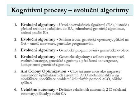 Kognitivní procesy – evoluční algoritmy