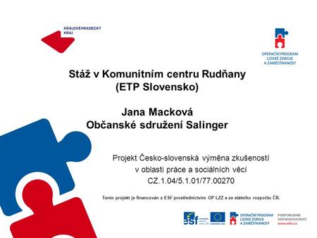 Projekt Česko-slovenská výměna zkušeností