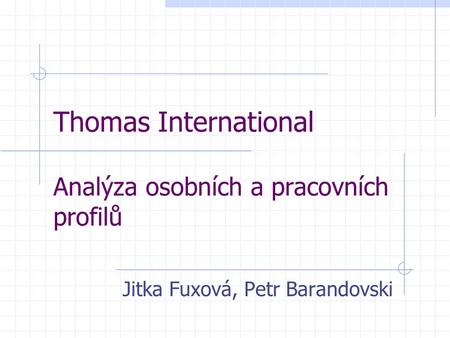 Thomas International Analýza osobních a pracovních profilů