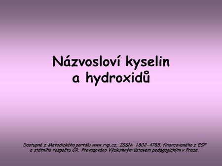 Názvosloví kyselin a hydroxidů