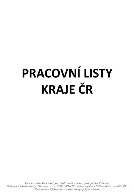 PRACOVNÍ LISTY KRAJE ČR