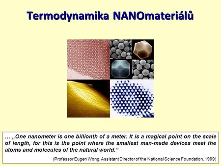 Termodynamika NANOmateriálů
