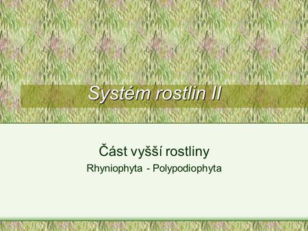 Část vyšší rostliny Rhyniophyta - Polypodiophyta