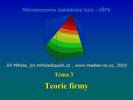 Teorie firmy Téma 3 Mikroekonomie bakalářský kurz - VŠFS