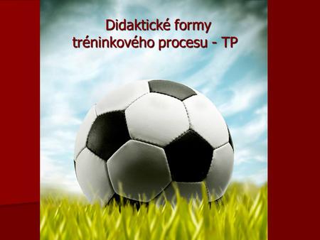 Didaktické formy tréninkového procesu - TP