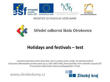 Holidays and festivals – test