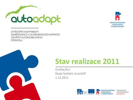 Stav realizace 2011 Ondřej Rut Rada ředitelů AutoSAP 1.12.2011.