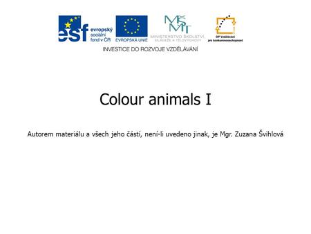 Colour animals I Autorem materiálu a všech jeho částí, není-li uvedeno jinak, je Mgr. Zuzana Švihlová.