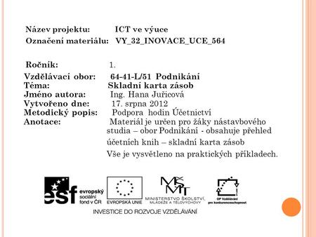 Název projektu: ICT ve výuce