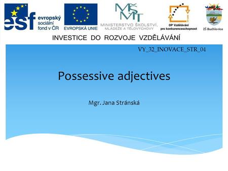 VY_32_INOVACE_STR_04 Possessive adjectives Mgr. Jana Stránská.