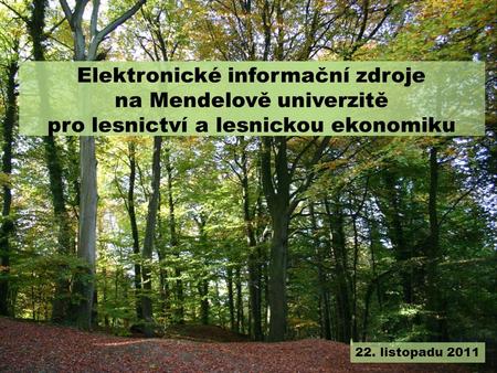 Elektronické informační zdroje na Mendelově univerzitě pro lesnictví a lesnickou ekonomiku 22. listopadu 2011.