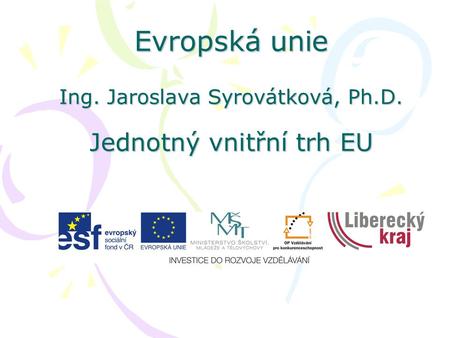 Evropská unie Ing. Jaroslava Syrovátková, Ph. D