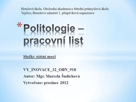 Politologie – pracovní list