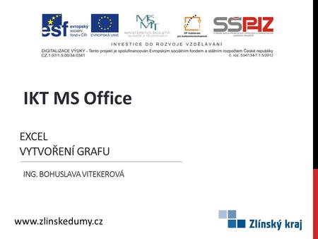 EXCEL VYTVOŘENÍ GRAFU ING. BOHUSLAVA VITEKEROVÁ IKT MS Office www.zlinskedumy.cz.