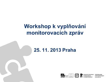 Workshop k vyplňování monitorovacích zpráv 25. 11. 2013 Praha.