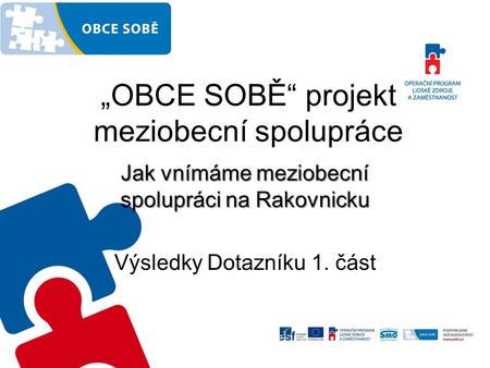 „OBCE SOBĚ“ projekt meziobecní spolupráce Jak vnímáme meziobecní spolupráci na Rakovnicku Výsledky Dotazníku 1. část.