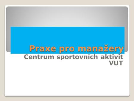 Praxe pro manažery Centrum sportovních aktivit VUT.