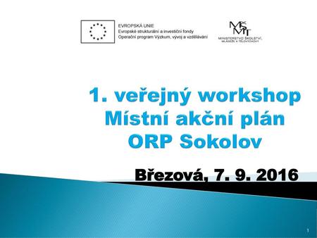1. veřejný workshop Místní akční plán ORP Sokolov
