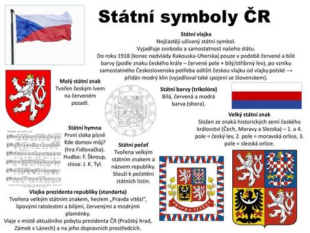 Státní barvy (trikolóra) Vlajka prezidenta republiky (standarta)