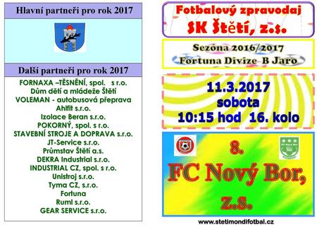 FC Nový Bor, z.s. SK Štětí, z.s. 8. Fotbalový zpravodaj
