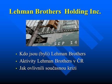 Lehman Brothers Holding Inc.