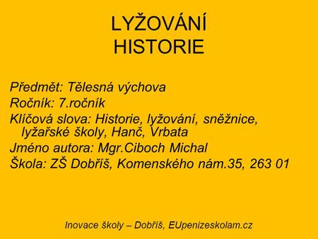 Inovace školy – Dobříš, EUpenizeskolam.cz