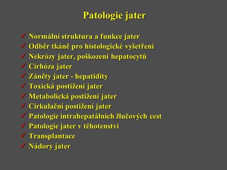 Patologie jater Normální struktura a funkce jater