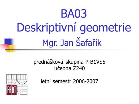 BA03 Deskriptivní geometrie
