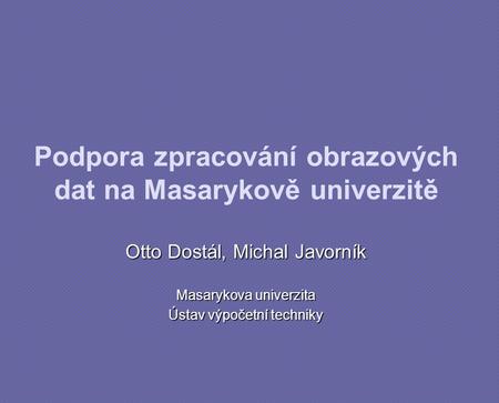 Podpora zpracování obrazových dat na Masarykově univerzitě