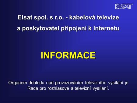 INFORMACE Elsat spol. s r.o. - kabelová televize