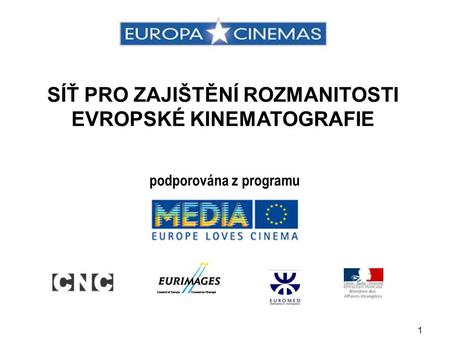 1 SÍŤ PRO ZAJIŠTĚNÍ ROZMANITOSTI EVROPSKÉ KINEMATOGRAFIE podporována z programu.