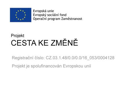 Projekt  CESTA KE ZMĚNĚ Registrační číslo: CZ /0.0/0.0/16_053/