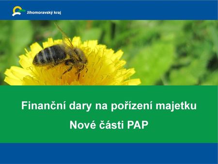 Finanční dary na pořízení majetku Nové části PAP