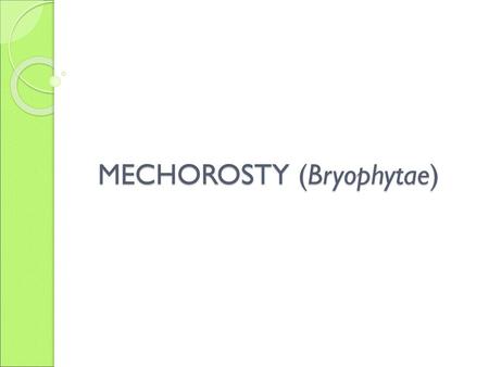 MECHOROSTY (Bryophytae)