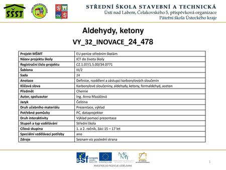 Aldehydy, ketony VY_32_INOVACE_24_478