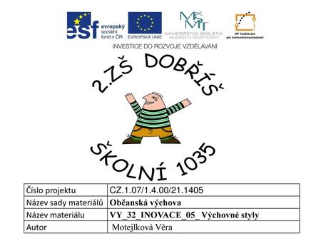 Číslo projektu CZ.1.07/1.4.00/ Název sady materiálů Občanská výchova