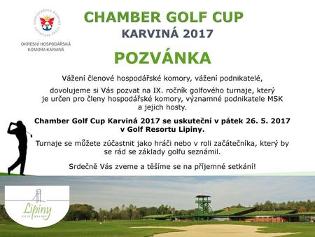 POZVÁNKA CHAMBER GOLF CUP KARVINÁ 2017