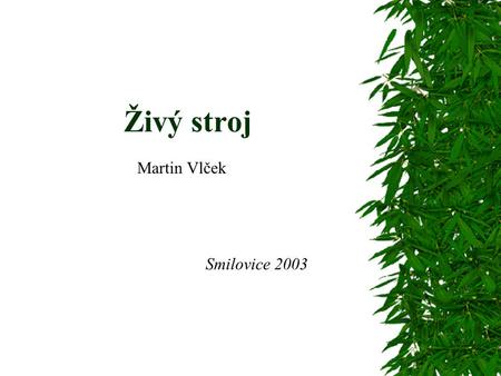 Živý stroj Martin Vlček Smilovice 2003. Nové kritérium: spokojenosti a poděkování Demetře.