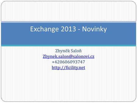 Exchange Novinky Zbyněk Saloň