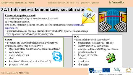 32.1 Internetová komunikace, sociální sítě
