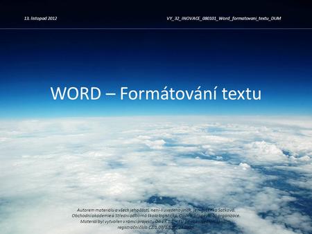 WORD – Formátování textu
