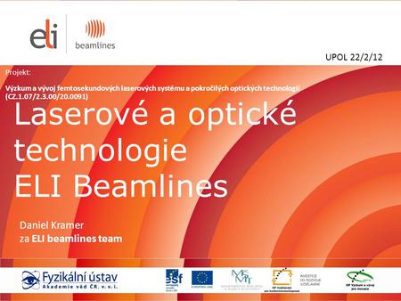Laserové a optické technologie ELI Beamlines
