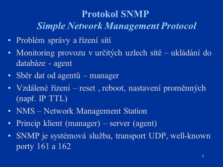Protokol SNMP Simple Network Management Protocol