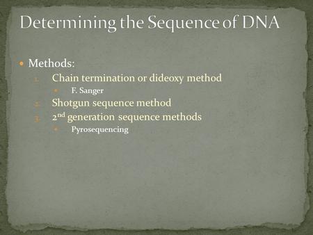 Determining the Sequence of DNA