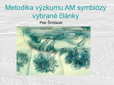 Metodika výzkumu AM symbiózy vybrané články Petr Šmilauer.