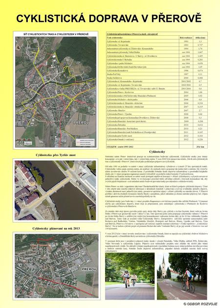 Statutární město Přerov intenzivně pracuje na systematickém budování cyklostezek. Cyklistické stezky jsou řešeny koncepčně - a to jak v intravilánu, tak.